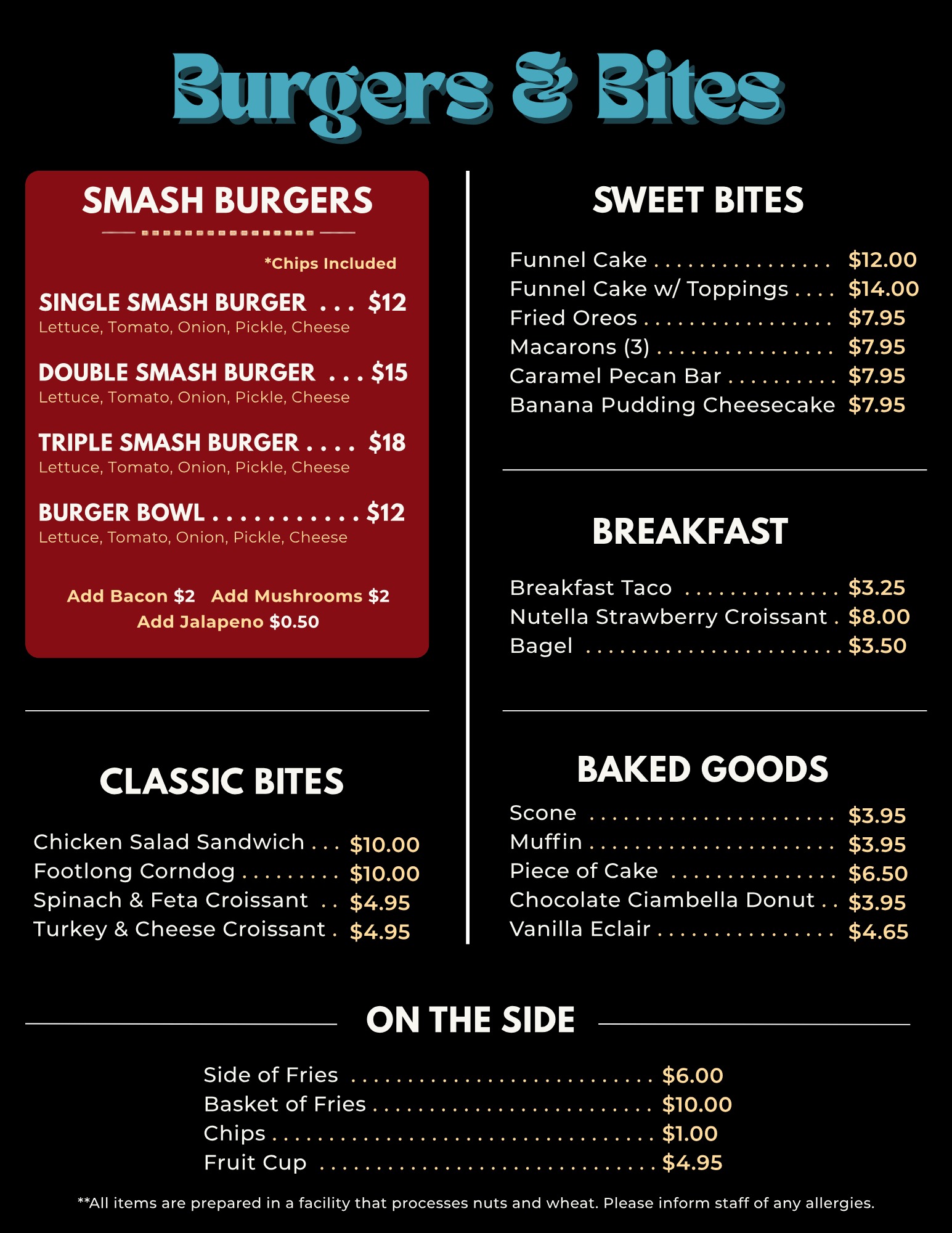 Blue Giraffe Cafe menu page four